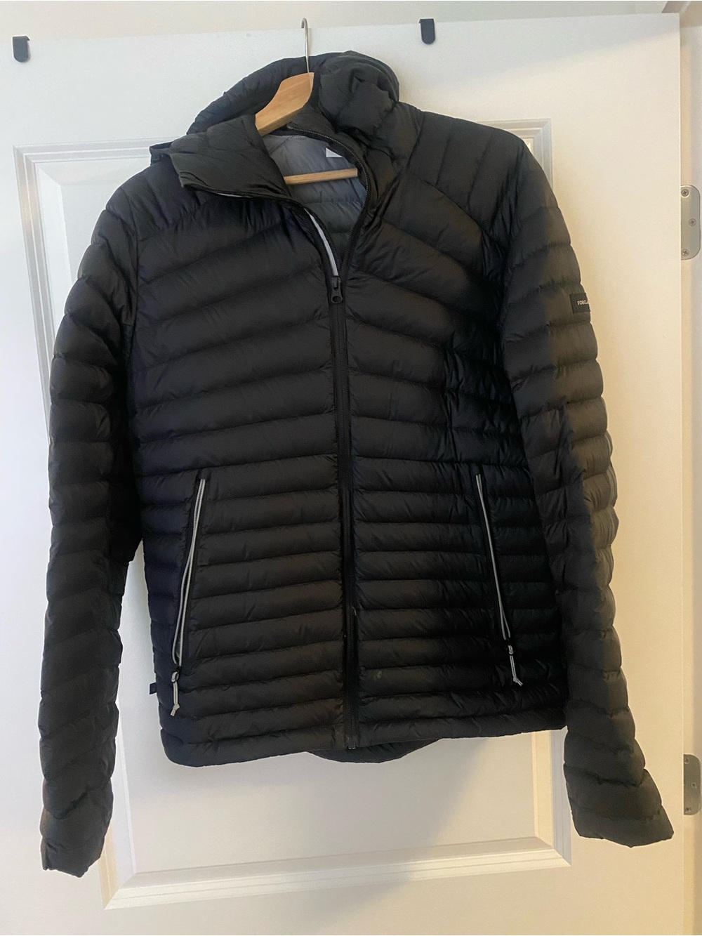 Men's Black Decathlon Quilted Puffer Jacket with Hood